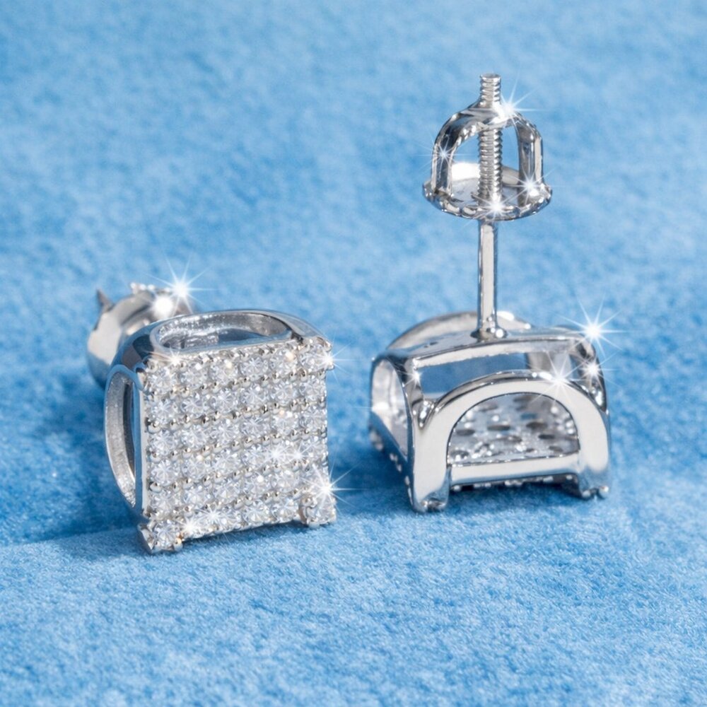 8mm Square Moissanite Earrings | Passes Diamond Tester | REAL 925 Silver
